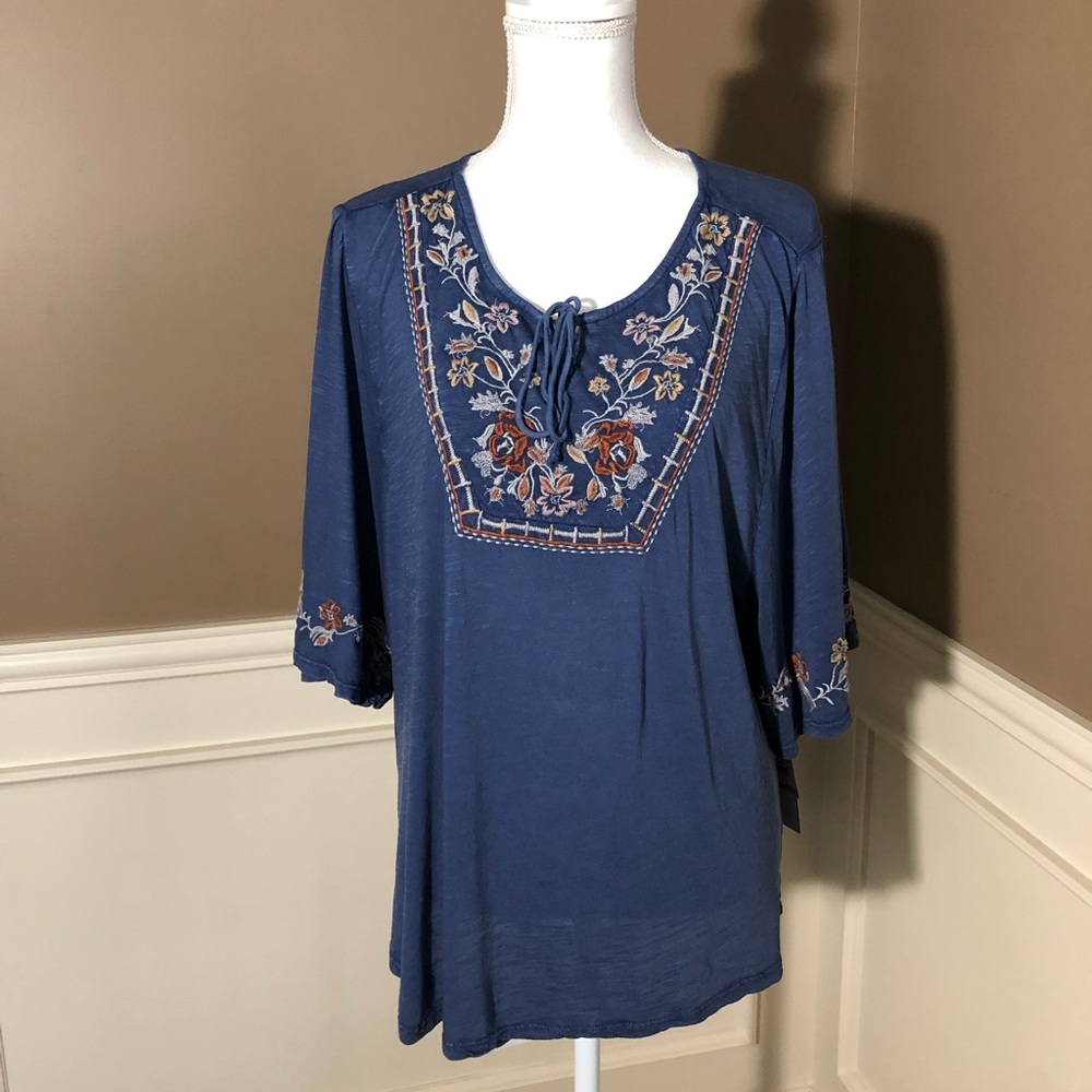 NWT Plus Size Boho Top by Style & Co in Dusty Blue